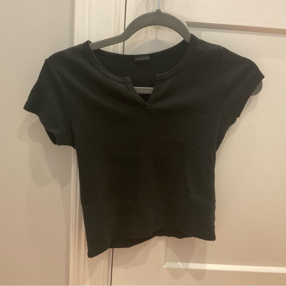 Brandy Melville Black Notch T-Shirt One Size